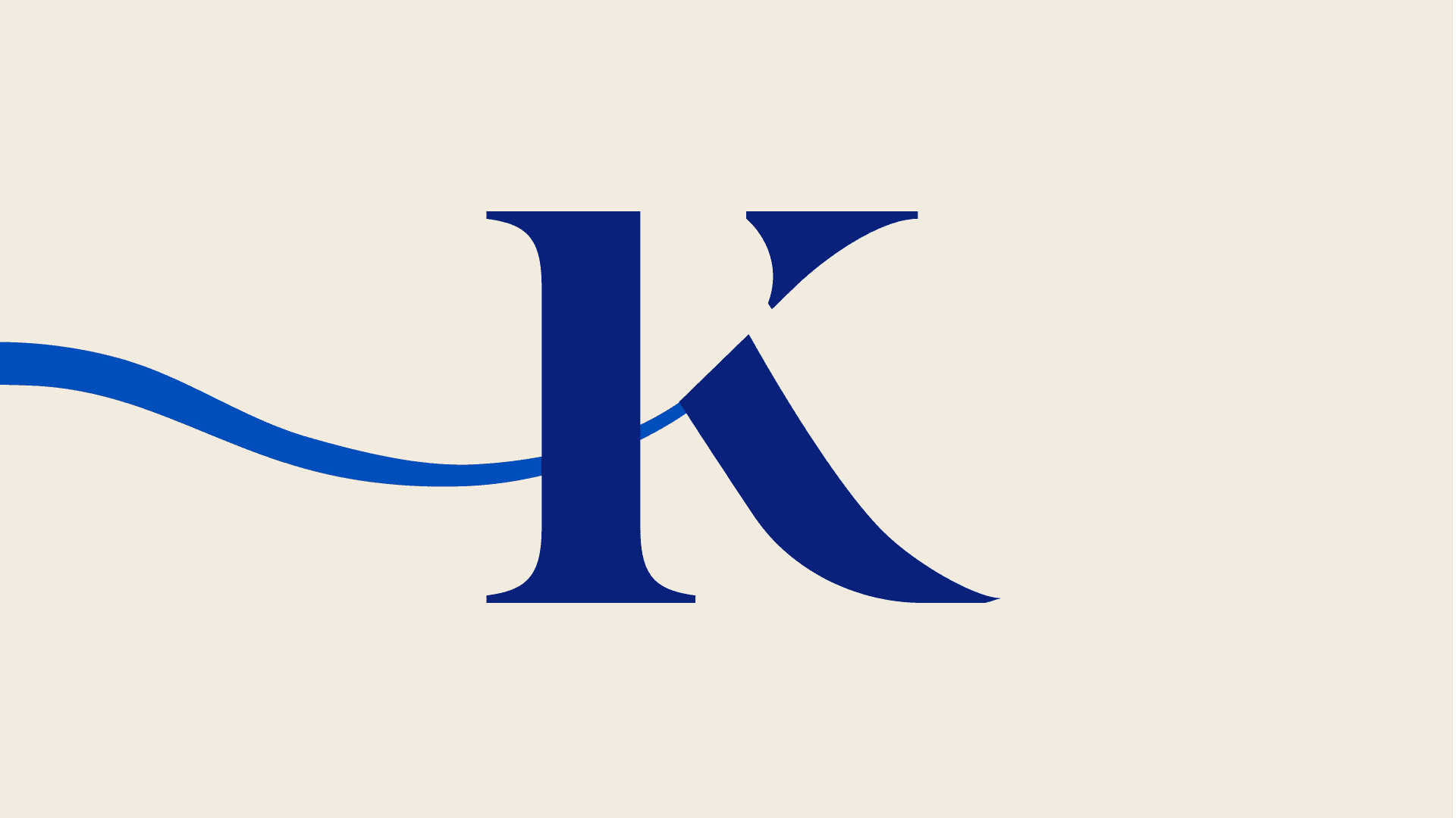 Royal Blue K with a streaming blue line flowing to the left