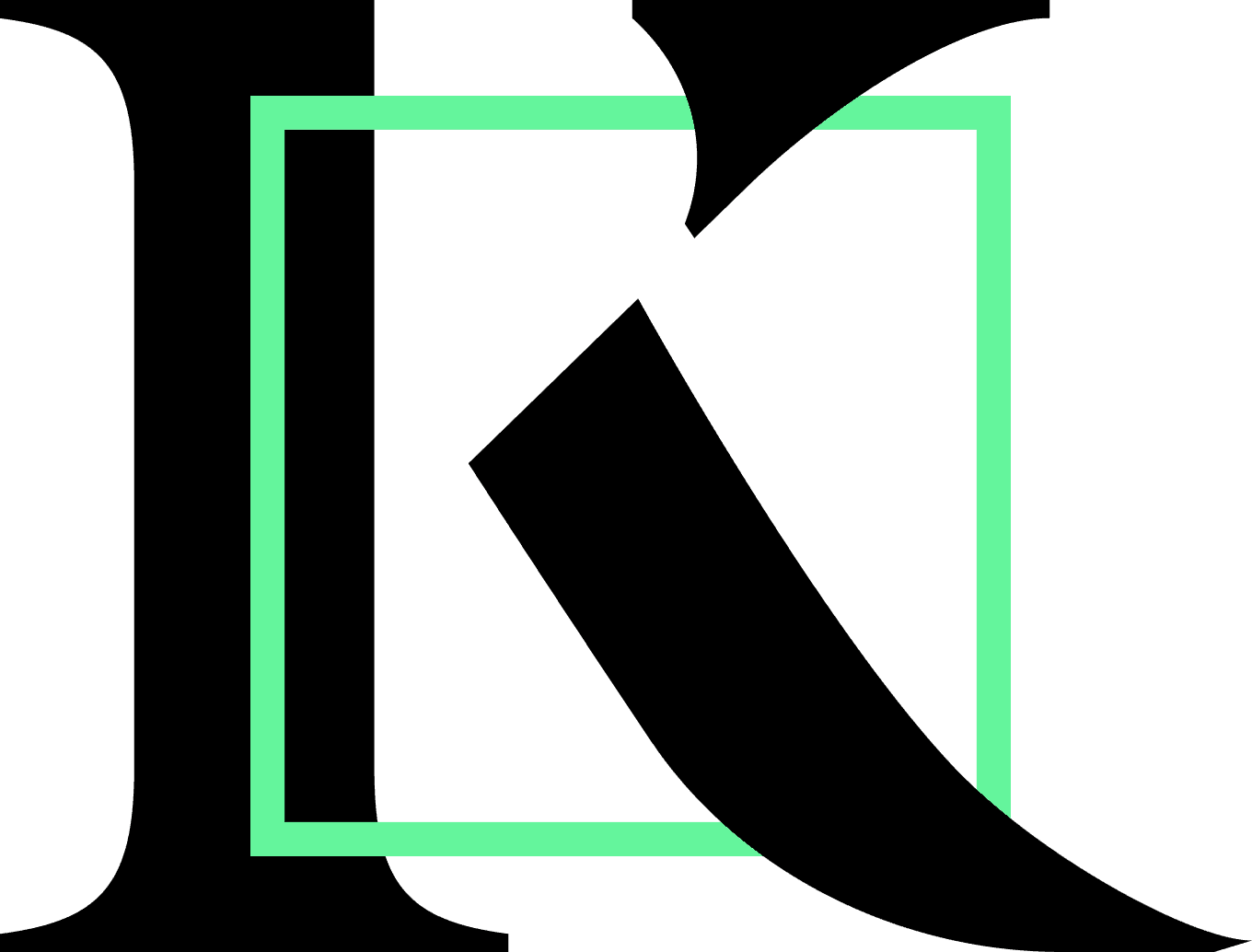 K with an intermixed green box outline