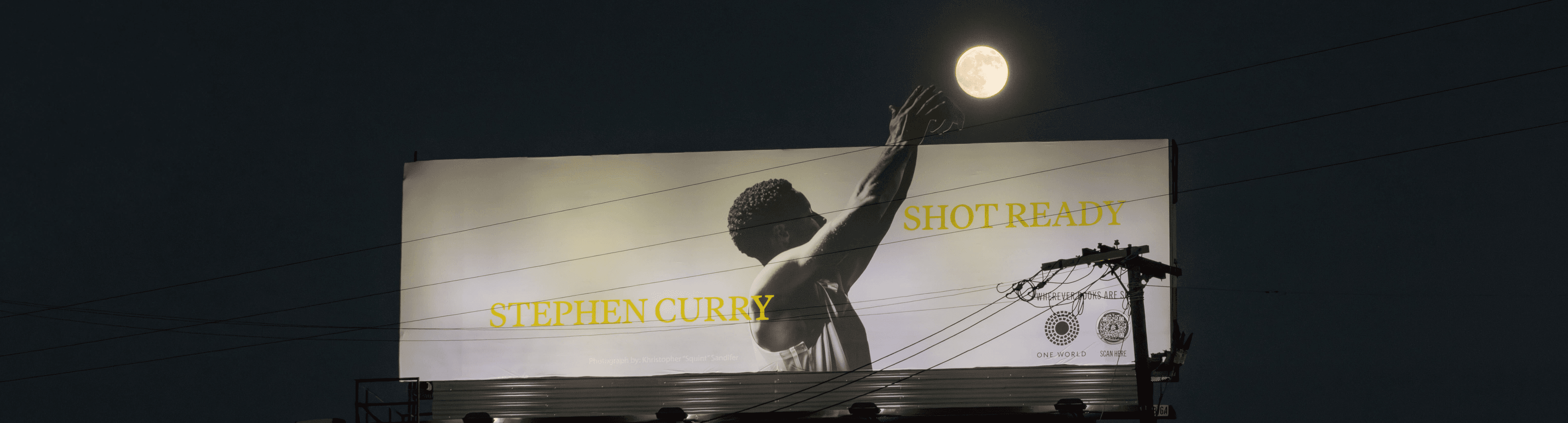 Steph Curry billboard that interacts with the moon for his book Shot Ready