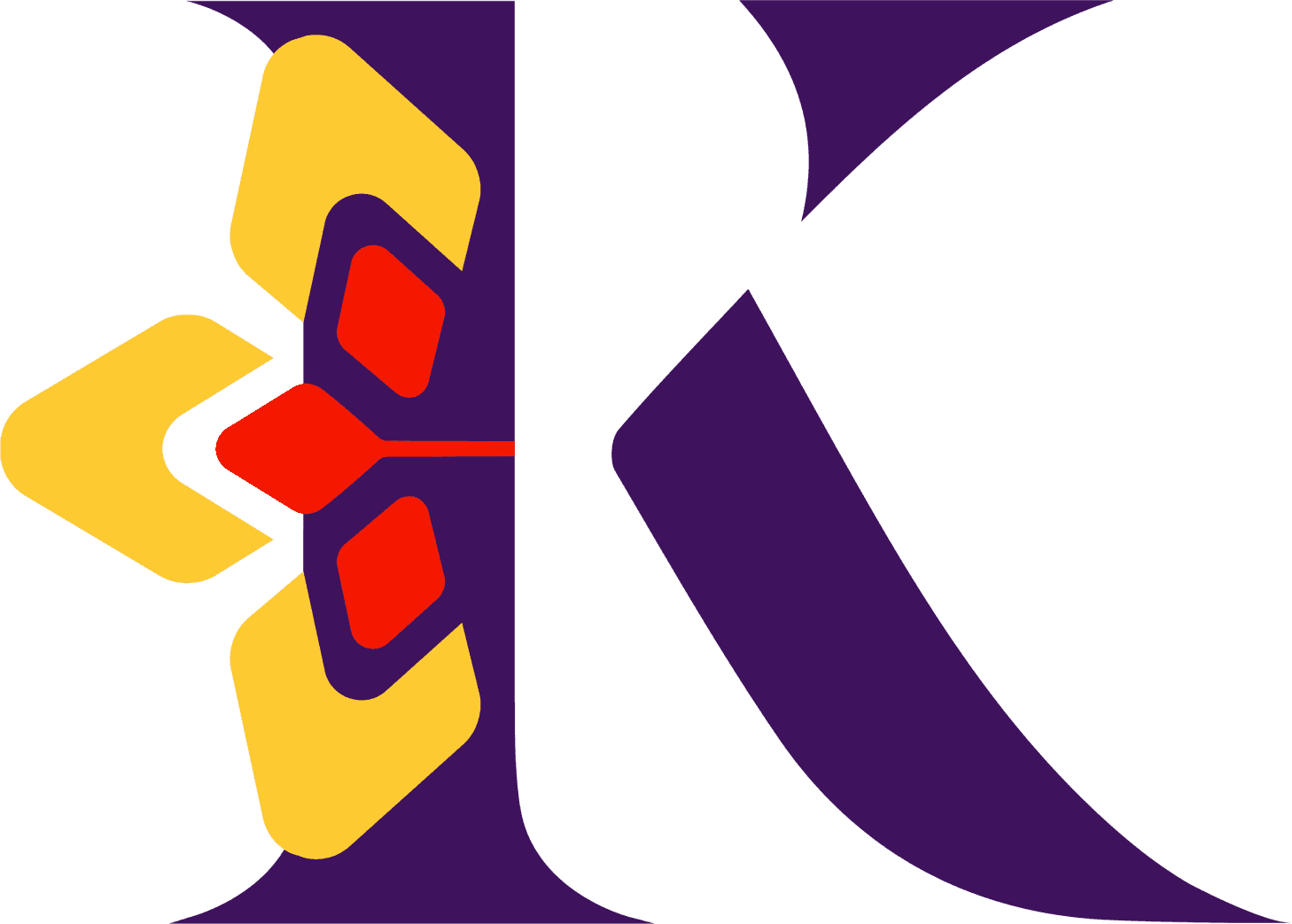 Purple K with colored flowers emanating from it